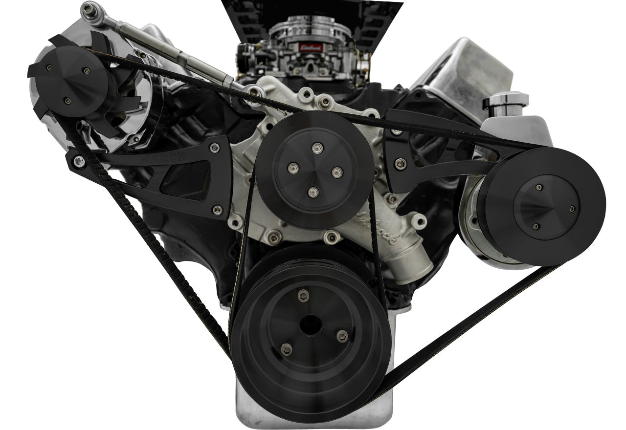 Big Block Ford Serpentine Conversion Ultra - PS - Saginaw-Press - Black