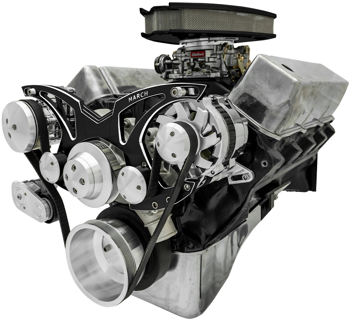 Big Block Ford Style Track Serpentine System - AC & ALT - Black Onyx