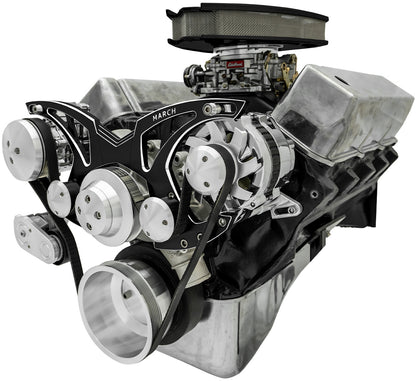 Big Block Ford Style Track Serpentine System - AC & ALT - Black Onyx