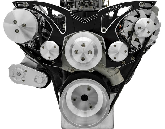 Big Block Ford Style Track Serpentine System - AC & ALT - Black Onyx