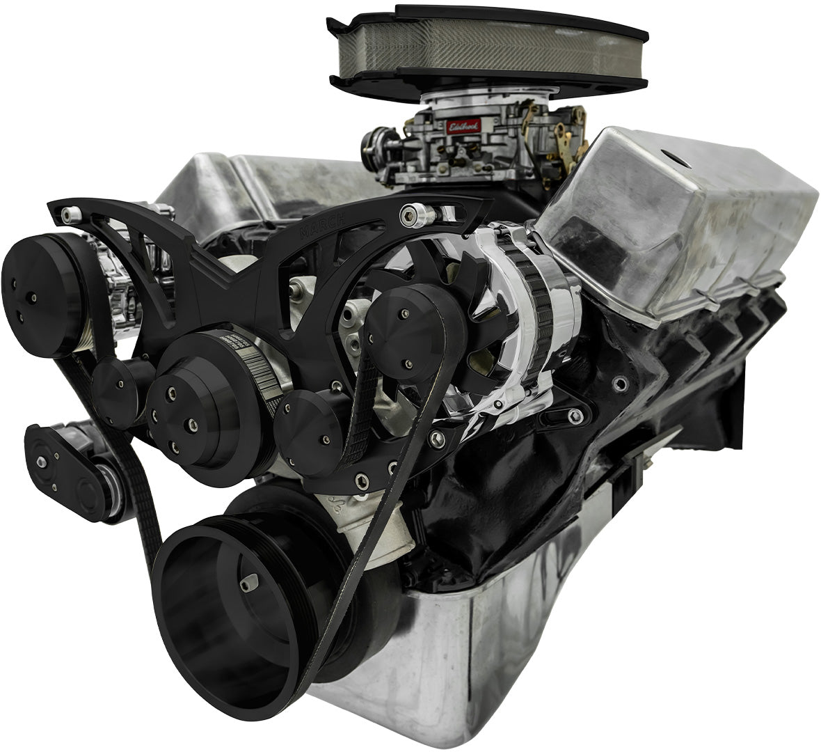 Big Block Ford Style Track Serpentine System - AC & ALT - Black