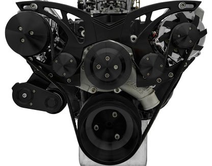 Big Block Ford Style Track Serpentine System - AC & ALT - Black