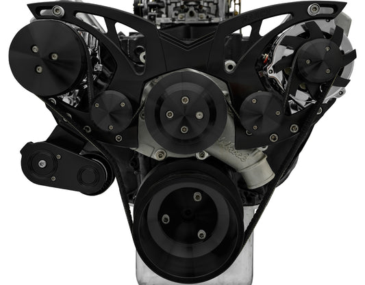 Big Block Ford Style Track Serpentine System - AC & ALT - Black
