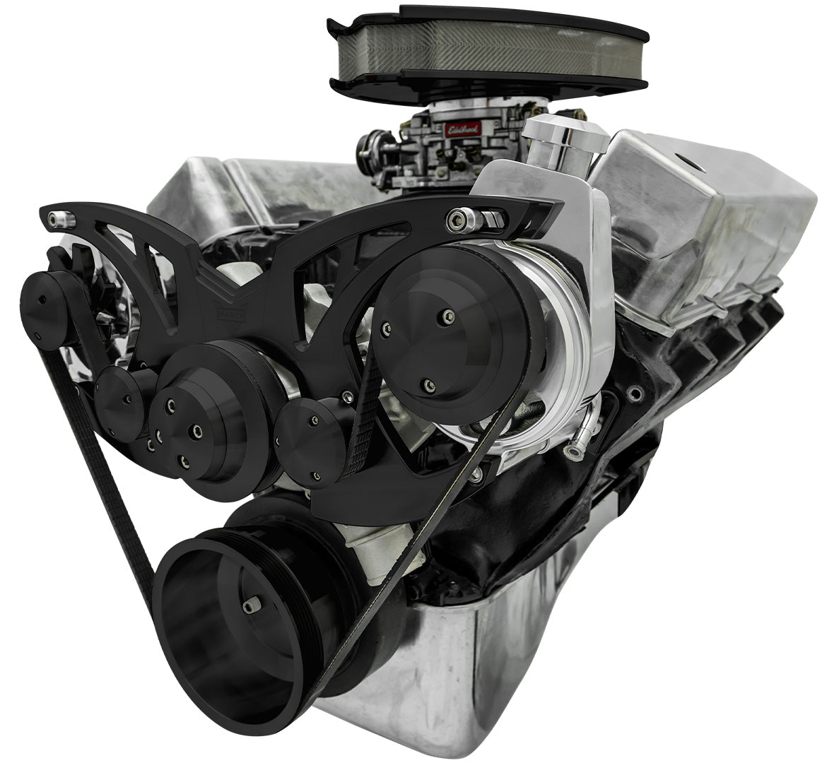 Big Block Ford Style Track Serpentine System - PS & ALT - Black