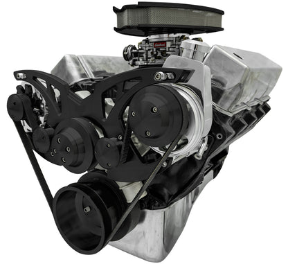 Big Block Ford Style Track Serpentine System - PS & ALT - Black