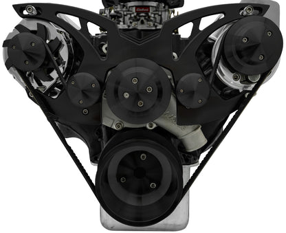 Big Block Ford Style Track Serpentine System - PS & ALT - Black