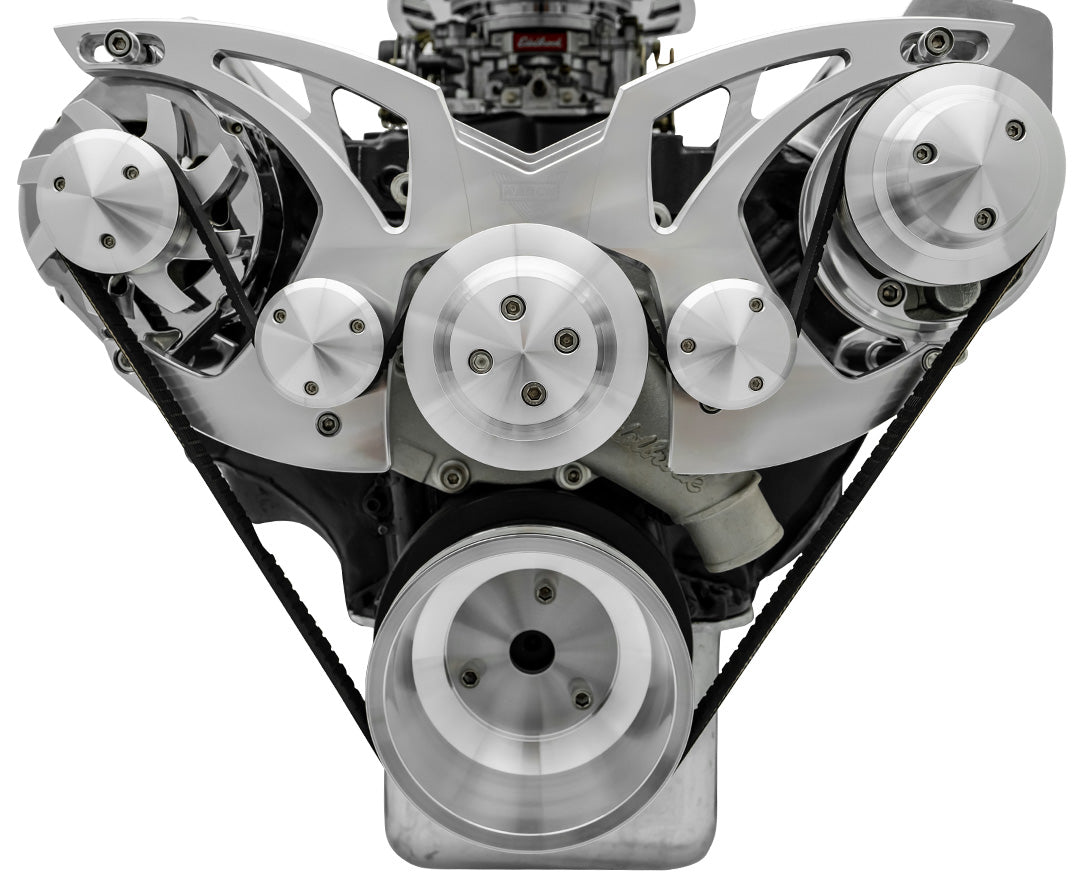 Big Block Ford Style Track Serpentine System - PS & ALT - Chrome