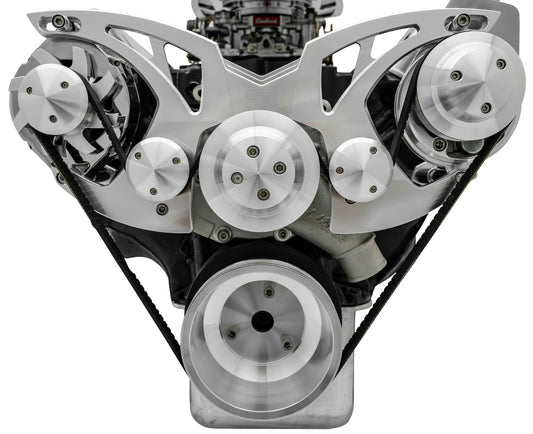 Big Block Ford Style Track Serpentine System - PS & ALT - Chrome
