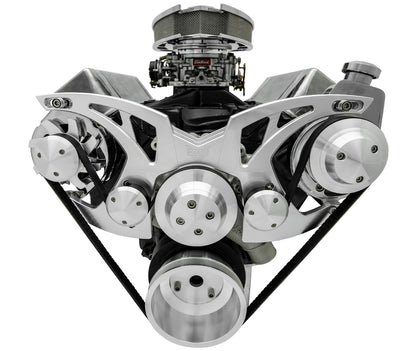 Big Block Ford Style Track Serpentine System - PS & ALT - Chrome