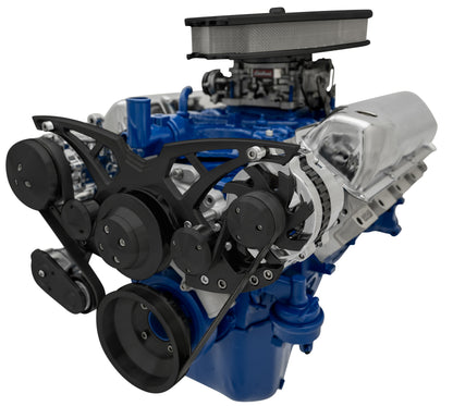 Ford 351 Cleveland Serpentine System - AC & ALT - Black