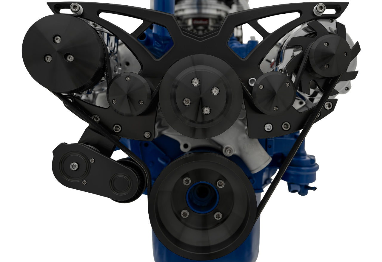 Ford 351 Cleveland Serpentine System - AC & ALT - Black