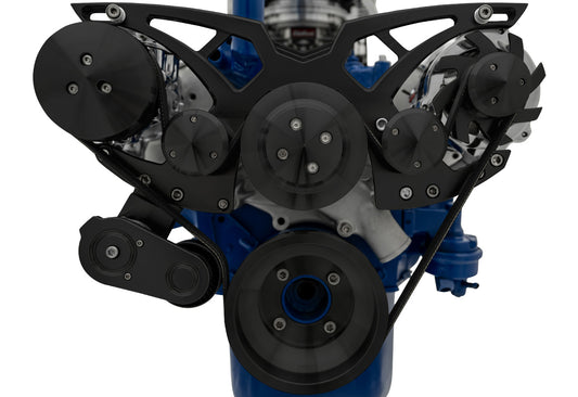 Ford 351 Cleveland Serpentine System - AC & ALT - Black