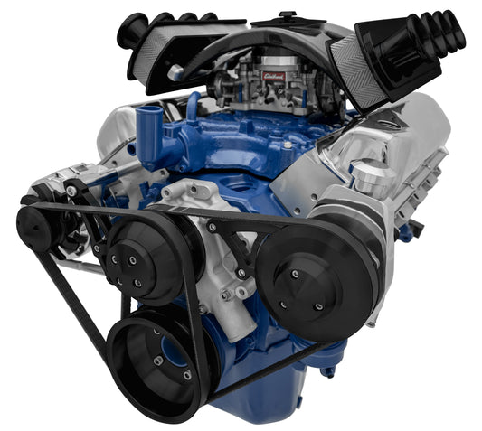 Ford 351 Cleveland Serpentine Conversion - PS-Saginaw - Black