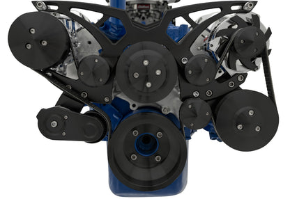 Ford 351 Cleveland Serpentine System - AC & PS - Black