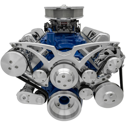 Ford 351 Cleveland Serpentine System - AC & PS - Chrome