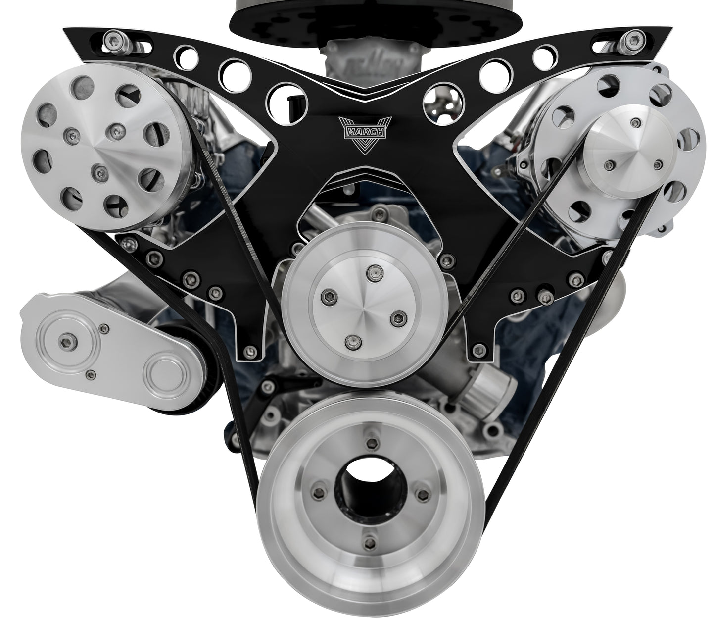 Small Block Ford Revolver Serpentine System - AC & ALT - Black Onyx