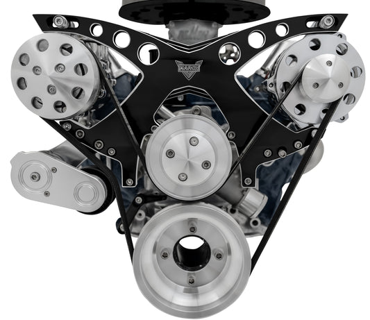 Small Block Ford Revolver Serpentine System - AC & ALT - Black Onyx