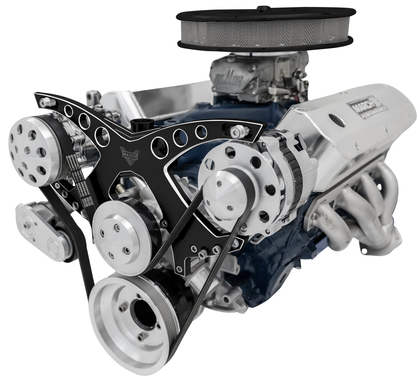 Small Block Ford Revolver Serpentine System - AC & ALT - Black Onyx