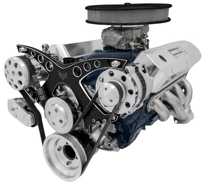 Small Block Ford Revolver Serpentine System - AC & ALT - Black Onyx