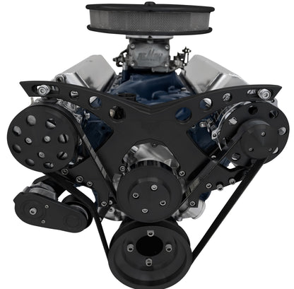 Small Block Ford Revolver Serpentine System - AC & ALT - Black