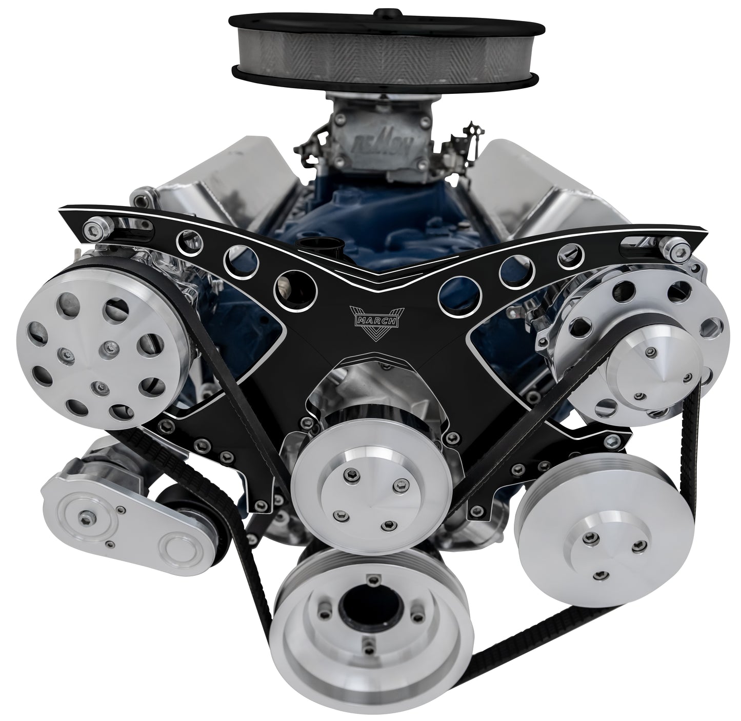 Small Block Ford Revolver Serpentine System - AC & PS - Black Onyx
