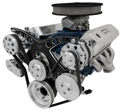 Small Block Ford Revolver Serpentine System - AC & PS - Black Onyx