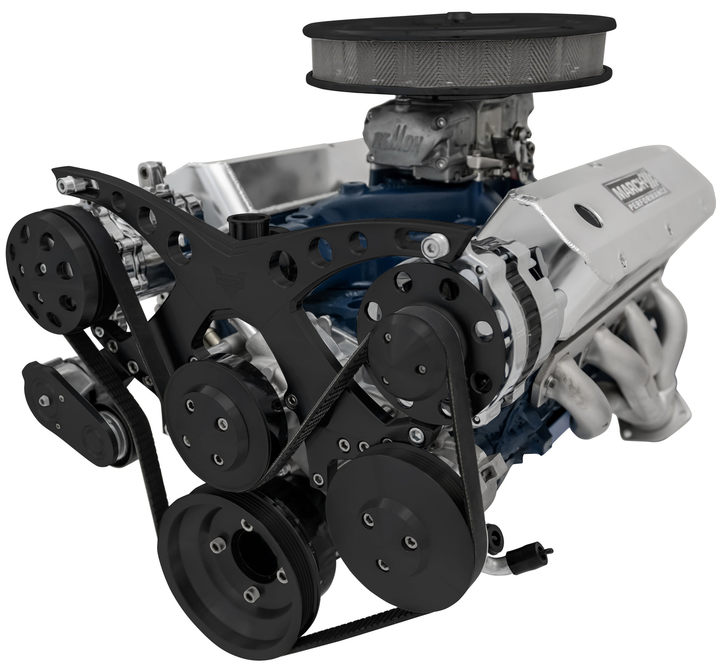 Small Block Ford Revolver Serpentine System - AC & PS - Black