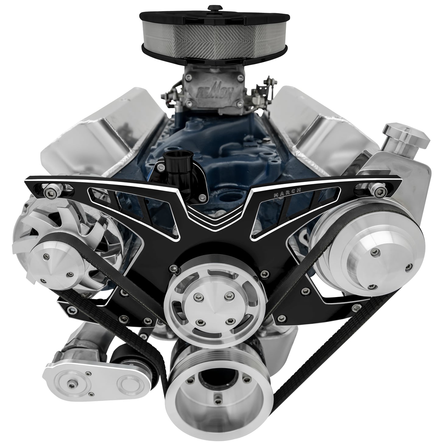 Small Block Ford Pro-Track Serpentine System - PS & ALT - Black Onyx