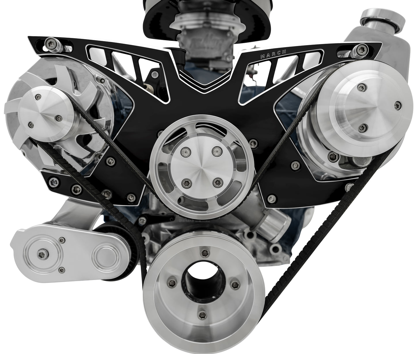Small Block Ford Pro-Track Serpentine System - PS & ALT - Black Onyx