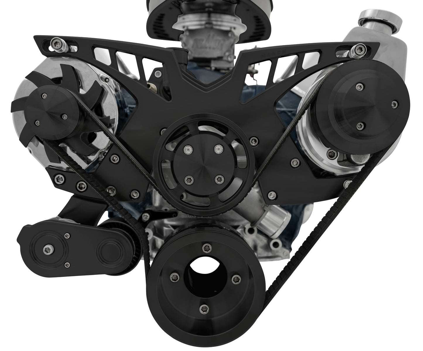 Small Block Ford Pro-Track Serpentine System - PS & ALT - Black