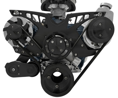 Small Block Ford Pro-Track Serpentine System - PS & ALT - Black