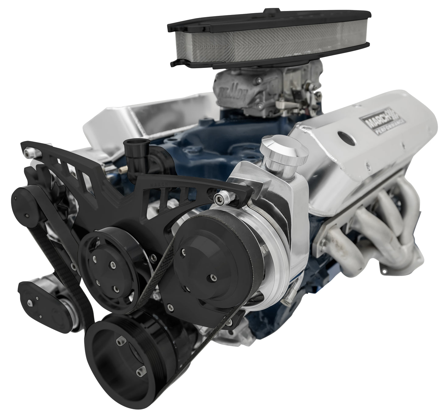 Small Block Ford Pro-Track Serpentine System - PS & ALT - Black