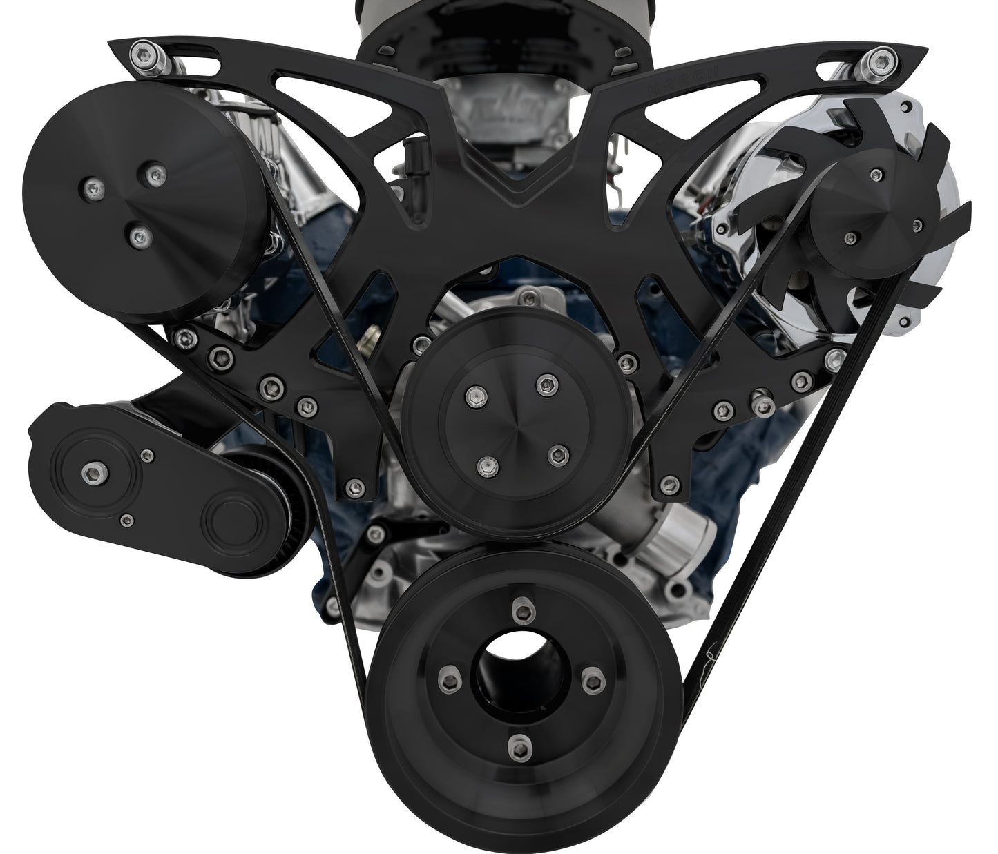 Small Block Ford Style Track Serpentine System: AC & ALT; Black