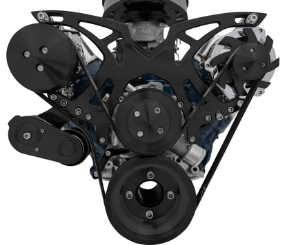 Small Block Ford Style Track Serpentine System: AC & ALT; Black