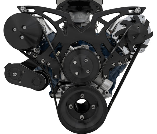 Small Block Ford Style Track Serpentine System: AC & ALT; Black
