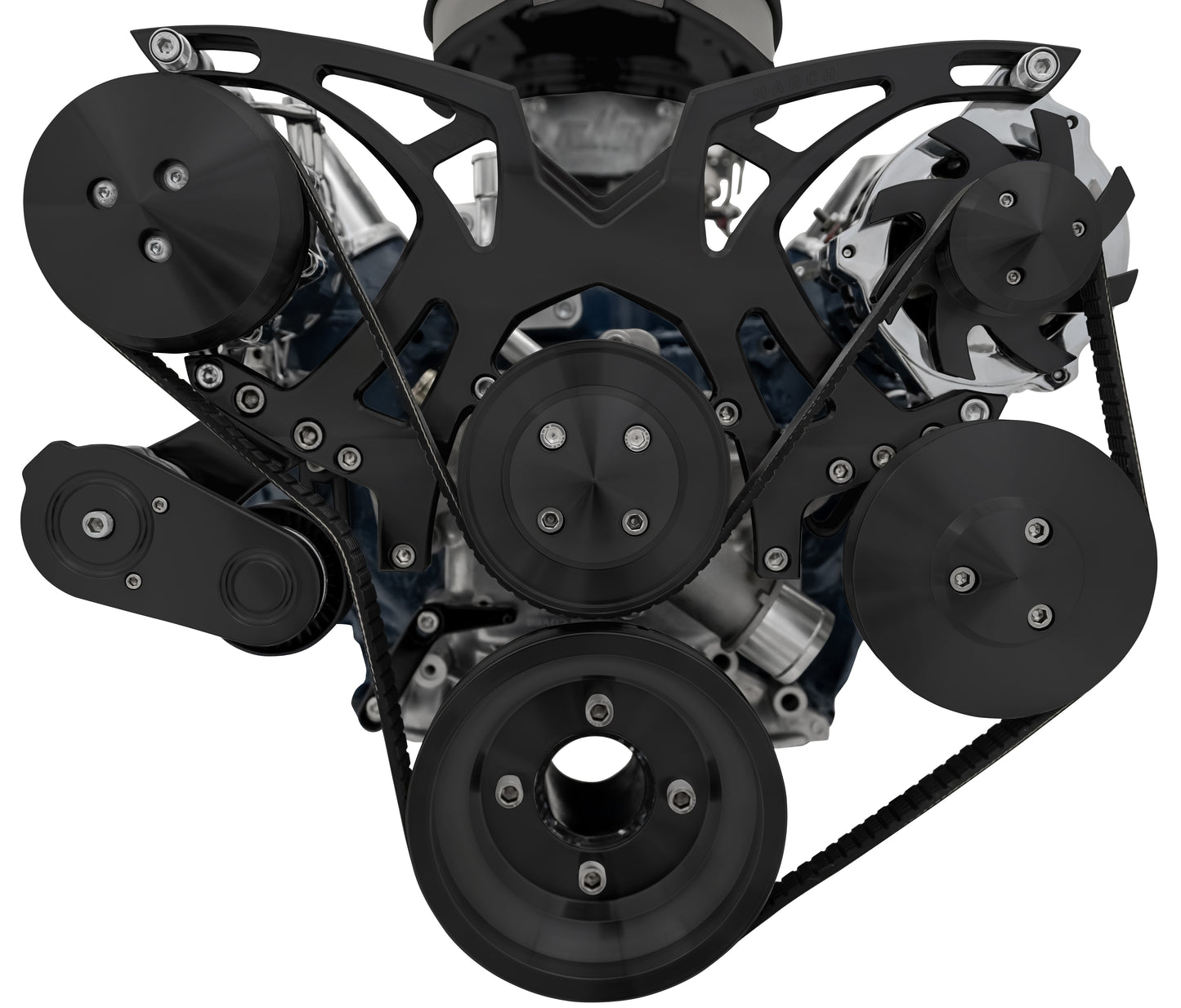 Small Block Ford Black All Inclusive Style Track Serpentine System (AC/PS/ALT)