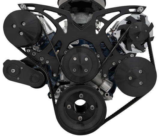 Small Block Ford Black All Inclusive Style Track Serpentine System (AC/PS/ALT)