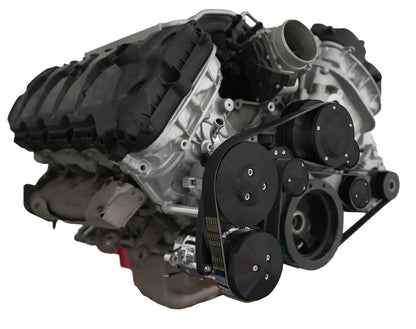Ford Coyote Serpentine System - 3 Bolt - AC & PS - Black