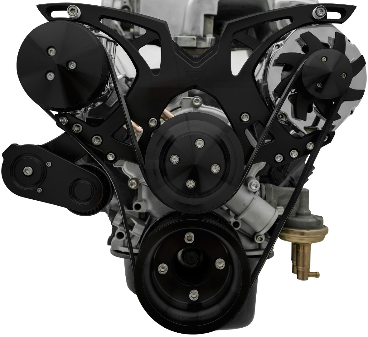 Small Block Ford Style Track Serpentine System - 5.0L - AC & ALT - Black