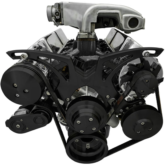 Small Block Ford 5.0L Serpentine System - AC & PS - Black