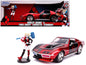 1969 Chevrolet Corvette Stingray with Harley Quinn Diecast Figurine "DC Comics" Series 1/24 Diecast Model Car by Jada  free shipping USA