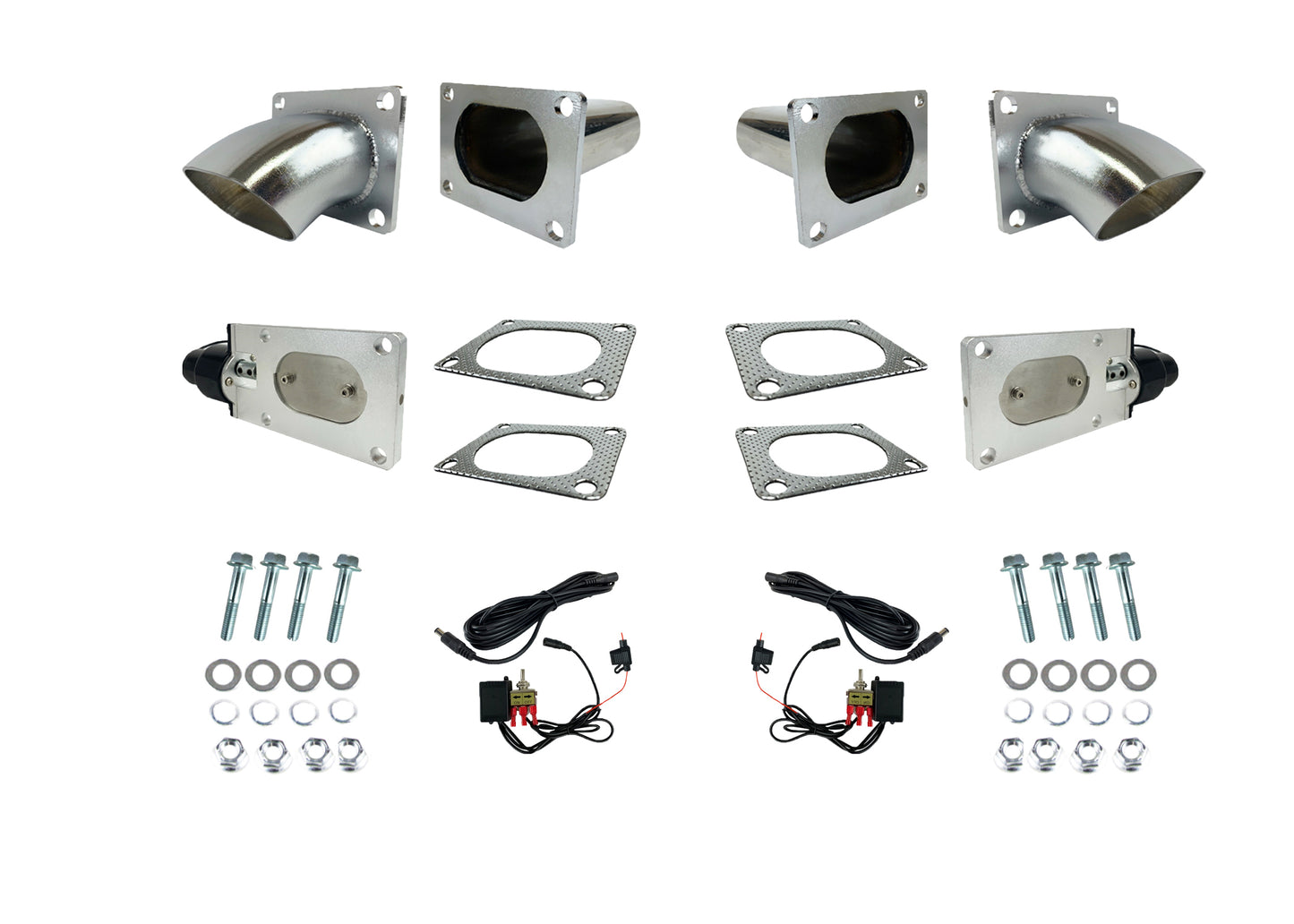 Granatelli 3.0 In. (76 Mm) Oval Electronic Exhaust Cutout System - Stainless Steel - Set Of 2