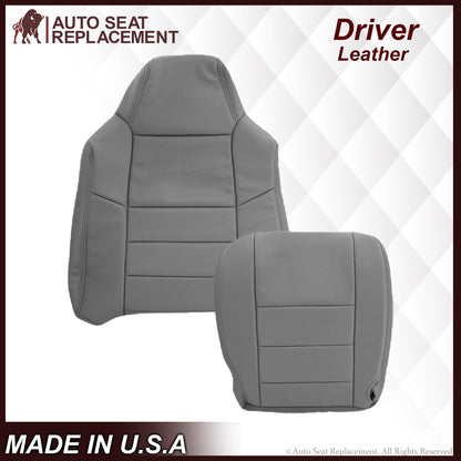 2002-2003 Ford F250 F350 Lariat Perforated Seat Cover in Gray: Choose Leather or Vinyl