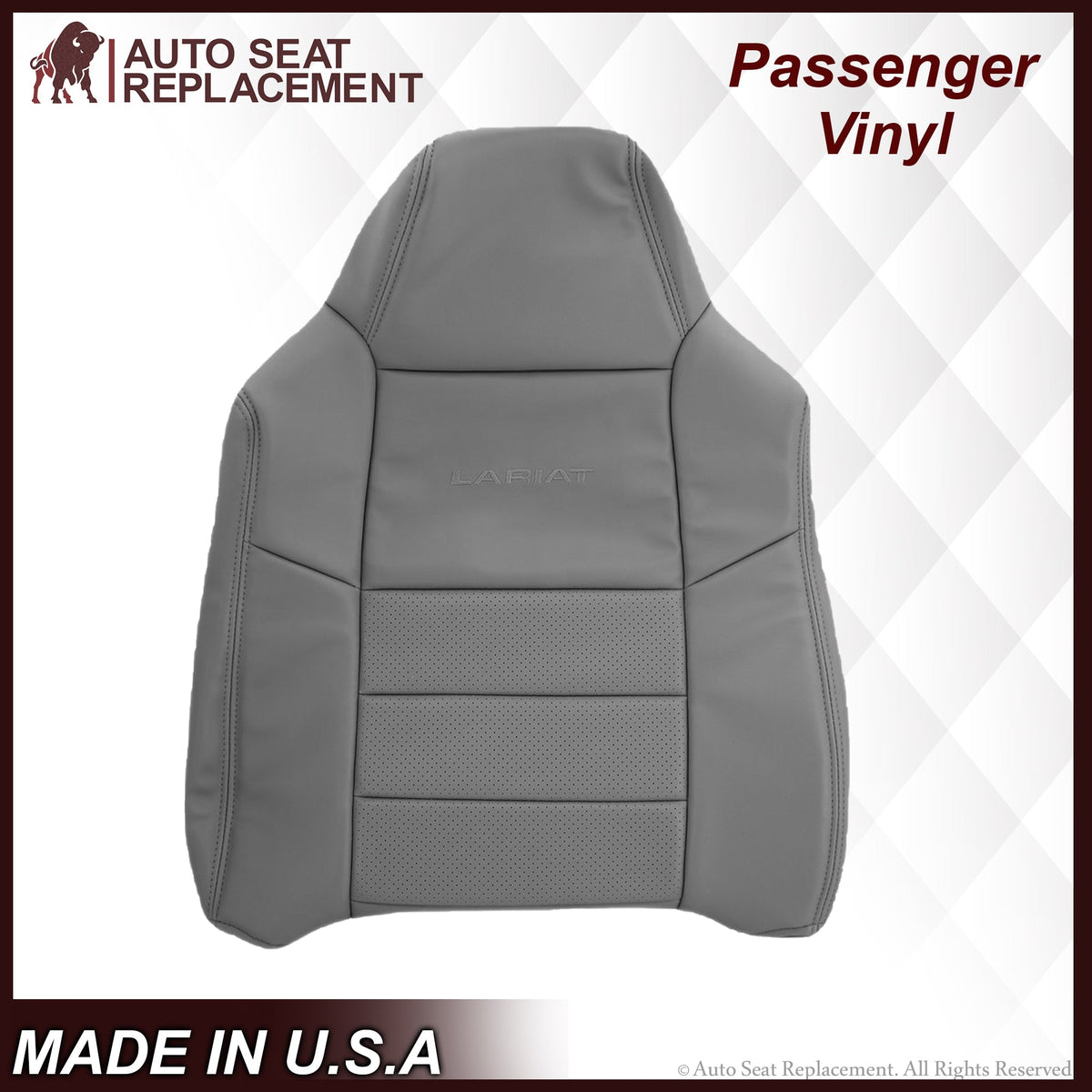 2002-2003 Ford F250 F350 Lariat Perforated Seat Cover in Gray: Choose Leather or Vinyl