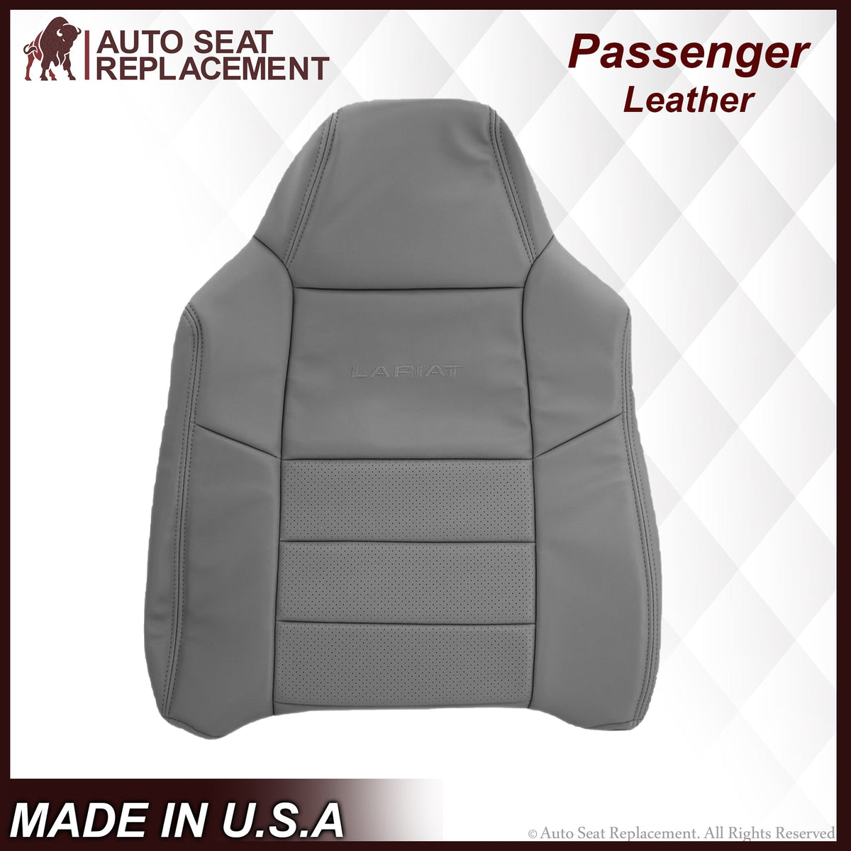 2002-2003 Ford F250 F350 Lariat Perforated Seat Cover in Gray: Choose Leather or Vinyl