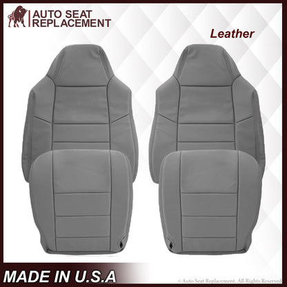 2002-2003 Ford F250 F350 Lariat Perforated Seat Cover in Gray: Choose Leather or Vinyl
