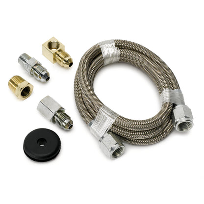 LINE BRAIDED STAINLESS STEEL #4 DIA. 3FT. LENGTH -4AN AND 1/8 In. NPTF FITTINGS