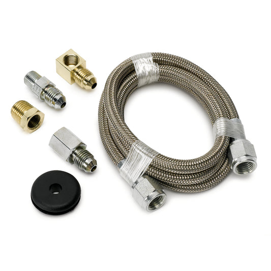 LINE BRAIDED STAINLESS STEEL #4 DIA. 3FT. LENGTH -4AN AND 1/8 In. NPTF FITTINGS