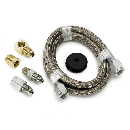 LINE BRAIDED STAINLESS STEEL #4 DIA. 4FT. LENGTH -4AN AND 1/8 In. NPTF FITTINGS