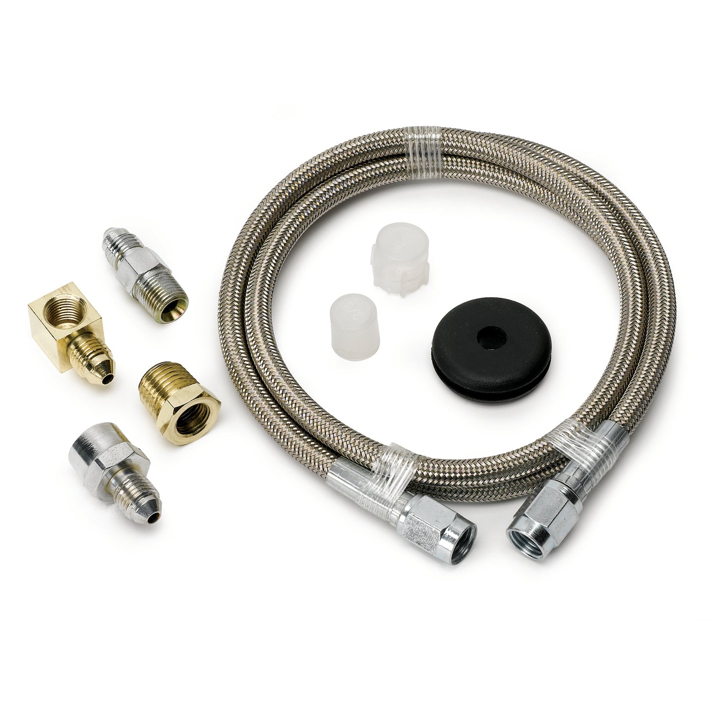 LINE BRAIDED STAINLESS STEEL #3 DIA. 3FT. LENGTH -3AN AND 1/8 In. NPTF FITTINGS
